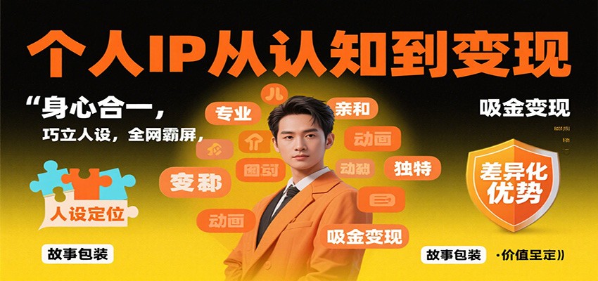 个人IP从认知到变现，身心合一，巧立人设，全网霸屏，吸金变现-盈科项目资源网