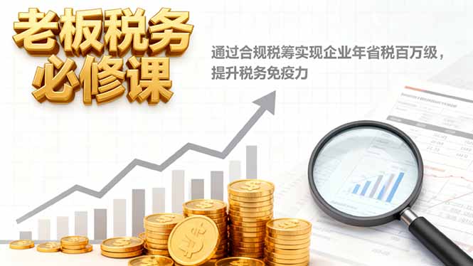 老板税务必修课，通过合规税筹实现企业年省税百万级，提升税务免疫力-盈科项目资源网