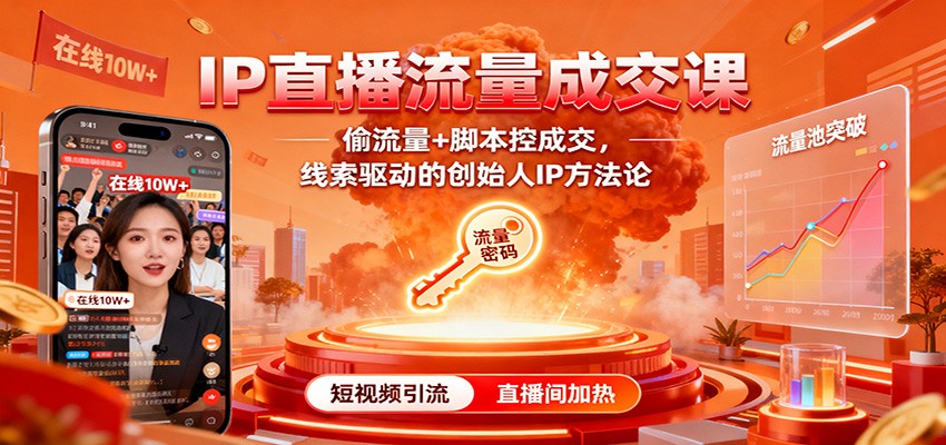IP直播流量成交课：偷流量+脚本控成交，线索驱动的创始人IP方法论-盈科项目资源网