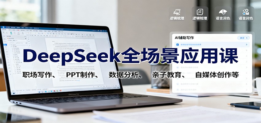 DeepSeek全场景应用课：职场写作、 PPT制作、数据分析、亲子教育、自媒体创作等-盈科项目资源网