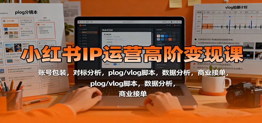 小红书IP运营高阶变现课：账号包装，对标分析，plog/vlog脚本，数据分析，商业接单-盈科项目资源网