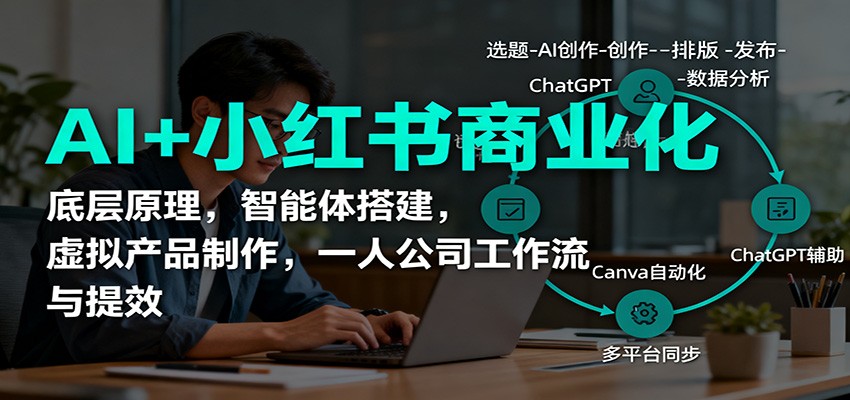 AI+小红书商业化，底层原理，智能体搭建，虚拟产品制作，一人公司工作流与提效-盈科项目资源网