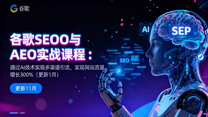 谷歌SEO与AEO实战课程：通过AI技术实现多渠道引流，实现网站流量增长300%-盈科项目资源网