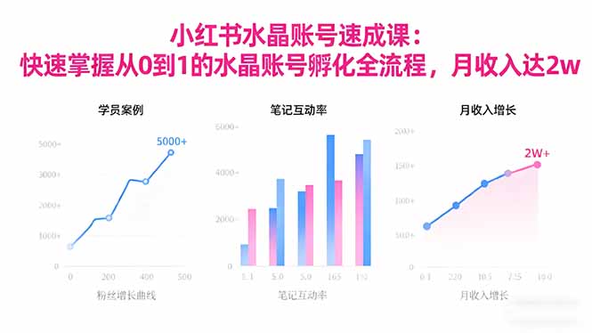 2025小红书水晶账号速成课：快速掌握从0-1水晶账号孵化全流程，月收入达2w-盈科项目资源网