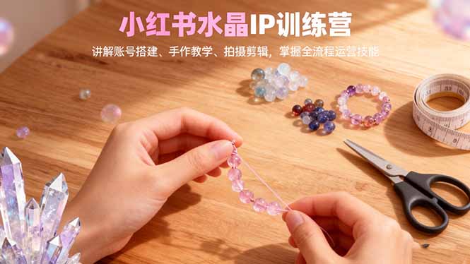 小红书水晶IP训练营，讲解账号搭建、手作教学、拍摄剪辑，全流程运营技能-盈科项目资源网