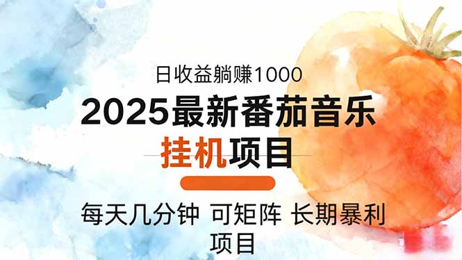 2025年最新番茄音乐人挂机项目，每天几分钟，月入1000＋，可矩阵，一台…-盈科项目资源网