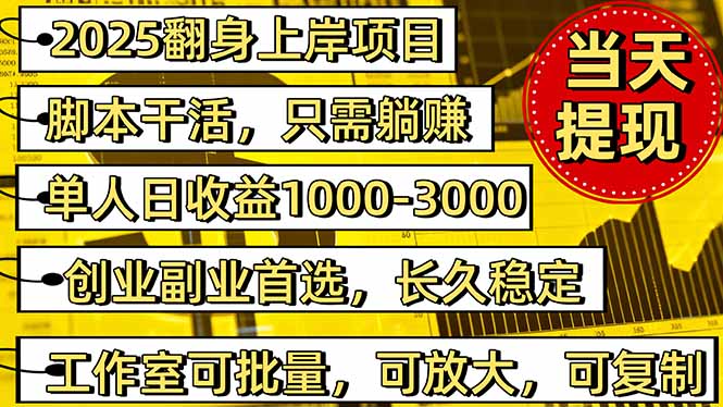 2025翻身上岸项目脚本干活，内部客户经理内部开号，单人日收益1000-300...-盈科项目资源网