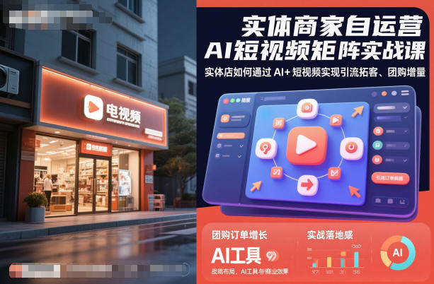 实体商家自运营AI短视频矩阵实战课，实体店如何通过AI+短视频实现引流拓客、团购增量-盈科项目资源网