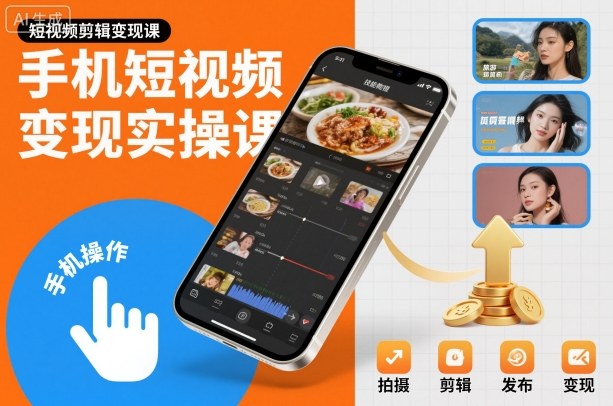 手机短视频变现实操课，短视频剪辑变现课-盈科项目资源网