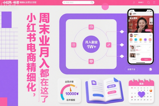 小红书电商精细化运营全流程，周末副业月入1W+，全套方法都在这了-盈科项目资源网